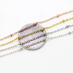 S925 sterling silver beaded spacer chains in gold, rose gold and silver for DIY jewelry