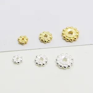 Perles intercalaires fleur S925 argent sterling en or et argent pour bijoux DIY