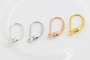 Macro view of four-color S925 leverback earring hooks for DIY jewelry making