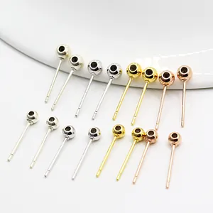 S925 sterling silver ball head ear studs in silver, gold, and rose gold for DIY jewelry