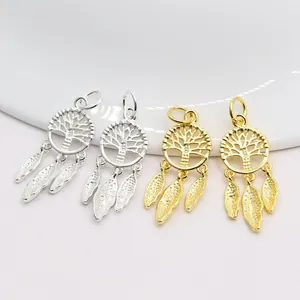S925 sterling silver dreamcatcher and tree of life pendants in gold and silver finishes