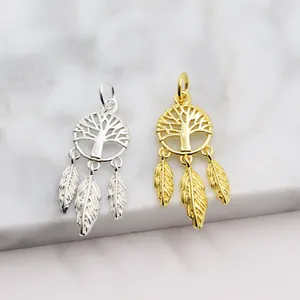 S925 sterling silver dreamcatcher and tree of life pendants in gold and silver finish