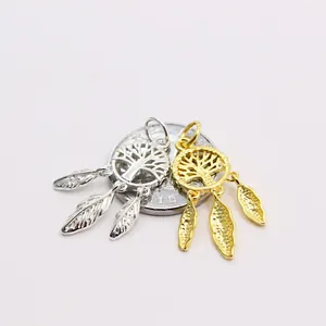 S925 sterling silver tree of life pendants in gold and silver with leaf charms