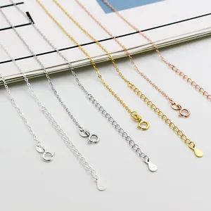 925 Sterling Silver O Chain Necklace For Women DIY Jewelry Making Minimalist Adjustable Extension Fine Jewelry Necklace