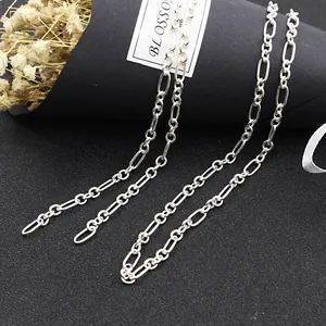 Polished S925 sterling silver Figaro chain with large links for punk jewelry DIY projects