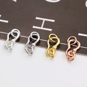 Chiusure per Gioielli in Argento Sterling 925 a Forma di S Accessori Connettori DIY Per Collane Bracciali Placcato Oro Argento Oro Rosa