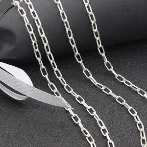 Chaîne trombone en argent sterling S925 poli avec maillons carrés pour bijoux faits main