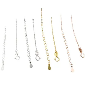 S925 sterling silver chain extenders with lobster clasps in silver, gold and rose gold