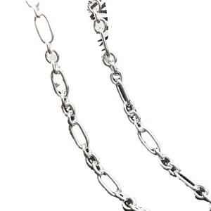 S925 silver punk style cable chain featuring alternating oval links and round connectors