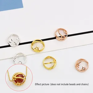 S925 sterling silver hollow star planet pendant tray for DIY jewelry bead accessories