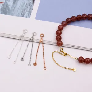 925 Sterlingsilber Verstellbare Verlängerungskette DIY Schmuckherstellung Halskette Armband Federverschluss Schiebeperle