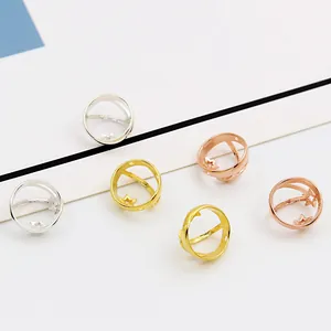 S925 sterling silver hollow star sphere pendants in silver gold and rose gold