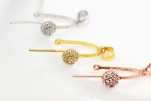 Macro di ganci per ciondoli in argento S925 con zirconi cubici in tre varianti colore