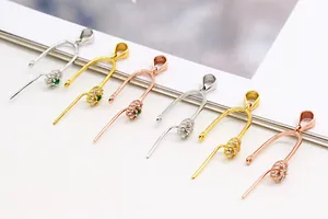 Ganci per ciondoli a U in argento S925 con dettagli floreali in zircone scintillante