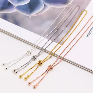 Adjustable S925 sterling silver box chain bracelets in four colors for DIY jewelry making
