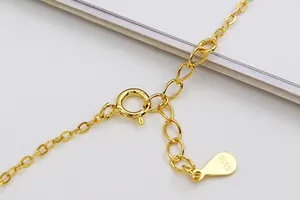 Detailed close-up of S925 sterling silver lobster clasp and extension chain with drop tag