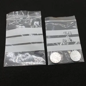 Sachets transparents en PE à fermeture éclair avec zones d'écriture pour échantillons