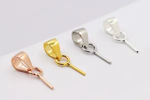 Detailed view of S925 sterling silver bead pendant clasps in four metallic finishes