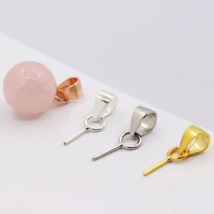 925 Sterling Silver Pendant Bail Pins For Half Drilled Beads DIY Jewelry Making Findings Connector For Pearls Gemstones