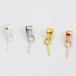 S925 sterling silver pendant bails with pins for DIY jewelry in four metallic finishes