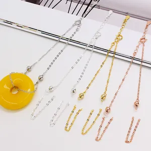 S925 sterling silver pingan buckle necklace with delicate cross chain in three colors