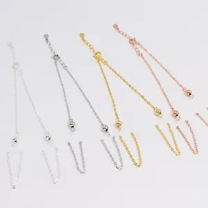 S925 sterling silver DIY bracelet cross chains in silver, gold, and rose gold finishes