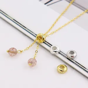 925 Sterling Silver Adjustable Silicone Stopper Bead With Micro Set Zircon Round DIY Jewelry Findings For Bracelet Necklace