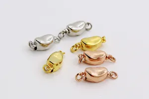 Polierte S925 Sterlingsilber Bohnen Schmuckverbinder in Gold und Roségold Finish
