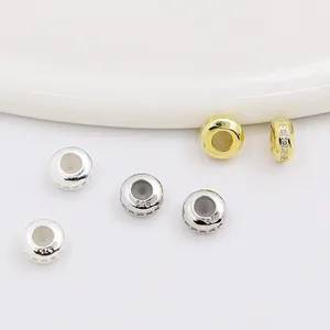 S925 sterling silver slider beads with cubic zirconia and silicone core for DIY jewelry