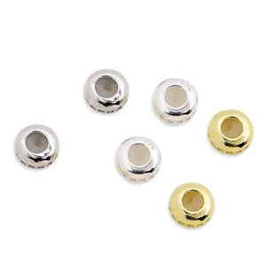 S925 sterling silver pave cubic zirconia wheel beads for adjustable DIY jewelry making