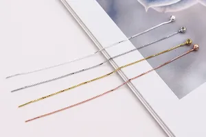 DIY αξεσουάρ κοσμημάτων: τέσσερις αλυσίδες S925 από ασήμι με βελόνες και στρογγυλές χάντρες