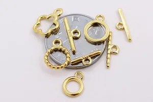 Macro shot of S925 sterling silver flower and twist OT toggle clasps for jewelry making