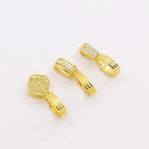 Anhänger Schlaufen Set aus vergoldetem 925er Silber mit Mustern und Zirkonia Steinen
