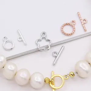 S925 Sterling Silver OT Toggle Clasps Flower Twist Round Connection Clasp For DIY Necklace Bracelet Jewelry Making Supplies