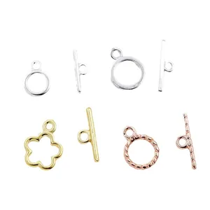 S925 sterling silver flower and twist OT toggle clasps for DIY jewelry in various colors