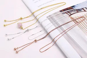 Adjustable S925 silver necklaces in gold, silver, and rose gold with slider beads