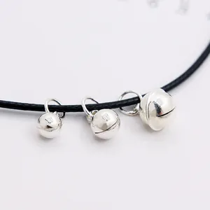 Copper Silver Plated Round Bell Pendant For DIY Bracelet Necklace Jewelry Making Small Sounding Ball Charm For Women