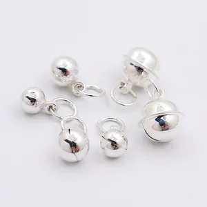 Set of five silver bell pendants for DIY jewelry making and bracelet accessories