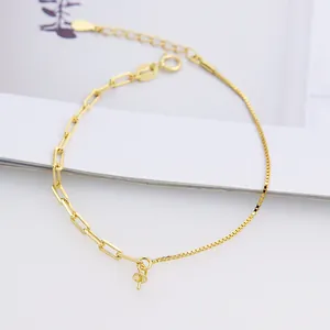Bracelet DIY en argent S925 avec maillons trombone et support de perle pour bijoux