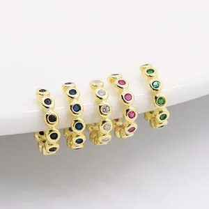 Orecchini a Clip in Argento Sterling 925 con Zirconia Colorata Senza Buco Minimalisti a Forma di C Tondi per Donna Gioielli Placcati Oro Argento