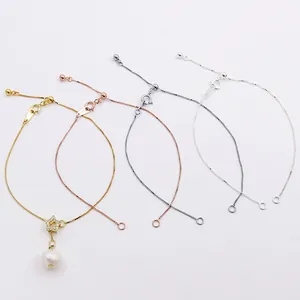 Verstelbare S925 Sterling Zilveren Box Ketting Ketting Armband DIY Accessoire Met Glijkraal Sluiting Voor Sieraden Maken Goud Zilver Verguld Afwerking