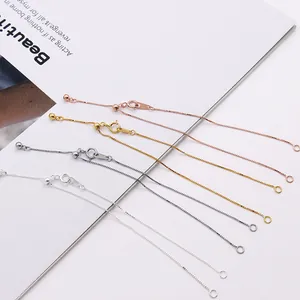 Verstelbare S925 sterling zilveren box-kettingen in zilver, goud, roségoud en zwart