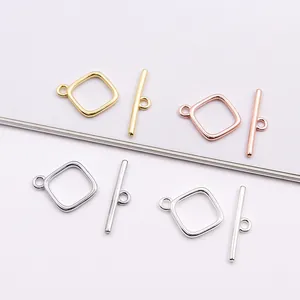 S925 Sterling Silver Square OT Clasp Toggle Connector For DIY Necklace Bracelet Jewelry Making Accessories Handcrafted Clasps