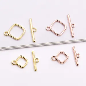 Square S925 silver OT toggle clasps for DIY jewelry in gold and rose gold finishes