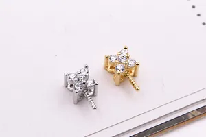 Macro view of S925 sterling silver bail connectors with cubic zirconia for DIY pearls