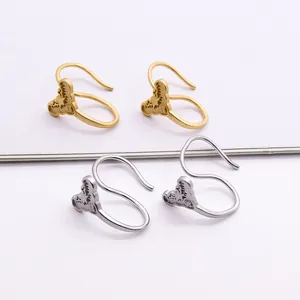 925 Sterlingsilber Ohrhaken Für Die Schmuckherstellung DIY Retro Matt Gold Silber Blume Graviert U-Form Ohrdrähte Zubehör
