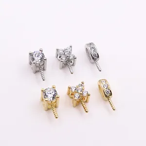 S925 sterling silver bails with cubic zirconia for DIY pearl and bead jewelry making