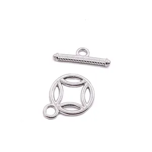 Chiusura OT in argento sterling S925 a forma di moneta per bracciali e collane DIY