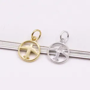 Colgante de avión minimalista de plata de ley S925 en acabados dorado y plateado