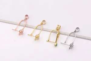 Detailed view of S925 sterling silver four-leaf clover pendant clasps in four metal finishes